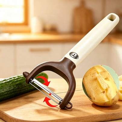1 Piece Stainless Steel Fruit & Vegetable Peeler, Multi-Function Manual Food Slicer, Suitable For Peeling Apple, Potato, Carrot, Cucumber, Essential Kitchen Tool, Helpful Cooking Assistant