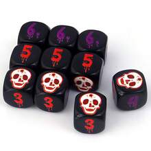 Juego de 10 dados D6 con calavera, números rojo & púrpura vibrantes, material premium. Perfecto para juegos de rol de mesa, Halloween, regalos para jugadores, decoración, juegos al aire libre y regalos festivos. - TQ-Y-109 - Ver 3