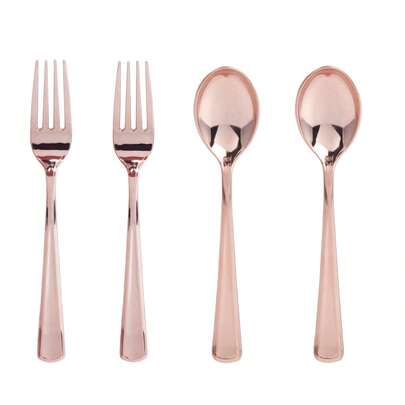 100/50/25/12pcs Rose Gold Flatware Set, Including Dessert Forks, Salad Forks, Pasta Forks, Minimalist Easy To Clean Reusable, Suitable For: Daily Dining, Birthday Party, Banquet, Back To School, Theme Party, Holiday Party, Thanksgiving, New Year Gift (Multiple Specifications Available For Any Number Of Diners)