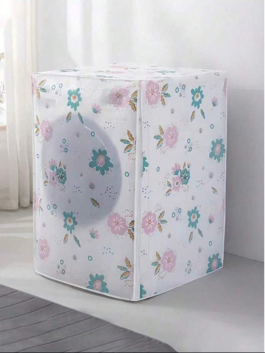 1pc Floral Pattern Washing Machine Cover - Universal Top Load Washer Dust Cover, Easy Clean Fabric, Decorative Floral Appliance Cover Suitable For Laundry Room, Home Decor, Pet Hair And Dust Protection (Fits Most Brands)