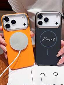 Personalized Embossed Letter Name Litchi Texture Faux Leather Camera Protection Phone Case Compatible With IPhone 17 Pro Max, 17 Pro, 16 Pro Max, 16 Pro, 15 Pro Max, 14 Pro, 14, 13, 12, 11 Pro Max, Soft Lens Shock-Proof Protective Cover - Black - View 5