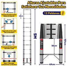Escalera Telescópica de 5m con Pies Antideslizantes, Escalera Compacta Multiusos de Acero Inoxidable, Escalera Plegable para Hogar, RV, Techo, ático, Acceso al ático,Escalera Ahorradora de Espacio,Escalera Ligera,Escalera Ajustable,Escalera Multiusos,Propietarios de viviendas,Entusiastas del - Plateado - Ver 3