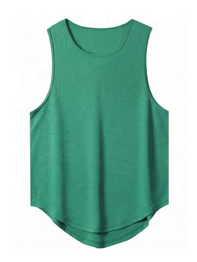 Áo tank top không tay cổ tròn dành cho nam, áo tập thể dục, chạy bộ, phong cách thường ngày.