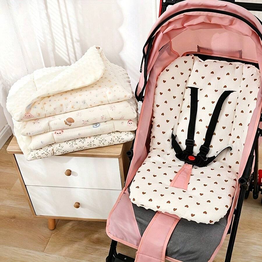 Yue Ye 1pc Baby Stroller Seat Cushion, Double-Sided Stroller Pad, Can Be Used As Stroller Accessory Or In Multiple Scenarios, Side A Is Breathable & Comfortable, Side B Is Plush & Warm, Suitable For Most Baby Strollers, High Chairs, Home & Outdoor Use