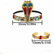 2pcs Gold Rhinestone Snake Head Cleopatra Costume Accessories Set, Snake Head Hairpiece + Beaded Headband, Suitable For Carnival Party Performance - Multicolor - View 5