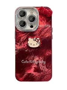 SANRIO 1 chiếc ốp lưng điện thoại KT hình mèo và nơ, chất liệu giấy bạc, phù hợp với 11-17 Pro Max - Đỏ - Xem 2