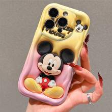 Disney Mickey Mouse Phone Case, Adorable Seated Mickey With Classic Red Shorts And Yellow Shoes, "Mickey Mouse" Lettering & Mini Mickey Head Accent, Yellow To Pink Gradient Background, Protective Phone Cover For IPhone 17, 16, 15, 14, 13, 12, 11 Pro Models, Ideal Gift For Birthdays, Holidays, Family, Friends And All Special Occasions - 白色 - 查看 4