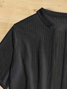 Swim Basics Set cover up unicolor con botón delantero - Negro - Ver 3