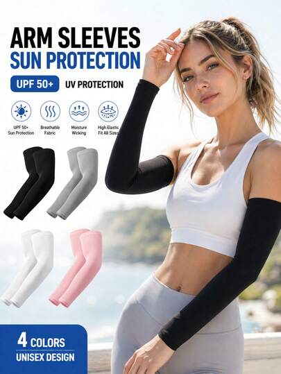 1 Pair Summer Outdoor UV Protection Cooling Arm Sleeves, Breathable Lightweight Sun Protection Arm Sleeves, High Elasticity Non-Slip Sports Arm Sleeves, Suitable For Golf, Running, Cycling, Driving And Other Outdoor Activities As Well As Daily Sun Protection, Unisex,Festival,Camping