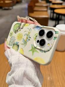 1个椰子、螃蟹、龙虾、柠檬图案皮革纹理防震手机壳，TPU材质，适合作为节日礼物，兼容苹果iPhone Xs/Xs Max/Xr/11/12/13/14/15/16 Pro/Pro Max/14/15/16 Plus/17，男女通用 - 彩色 - 查看 3