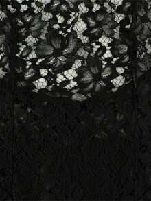 Vestido ajustado con encaje cuello colgante y espalda descubierta - Negro - Ver 8