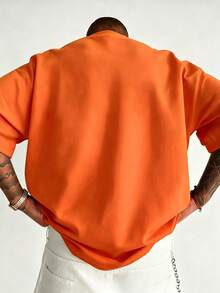 Herren Grafik T-Shirt, Retro Brasilien Fußballtrikot - Legendäre Nummer 10, lässig Fußballshirt, atmungsaktives Strickgewebe, Regular Fit Rundhals Design - Orange - Übersicht 3