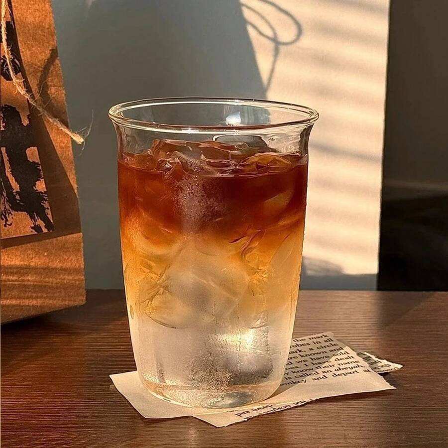 Tazas de vidrio transparentes INS, taza de café fría a rayas creativas, jugo de hielo, cóctel, taza para beber, botella de copa de vino y agua - G-300ml - Ver 1