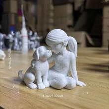 Nordic Style Girl And Dog Sculpture, Warm Home Decor And Desktop Ornament - Desktop Decorative Art Pieces - View 6