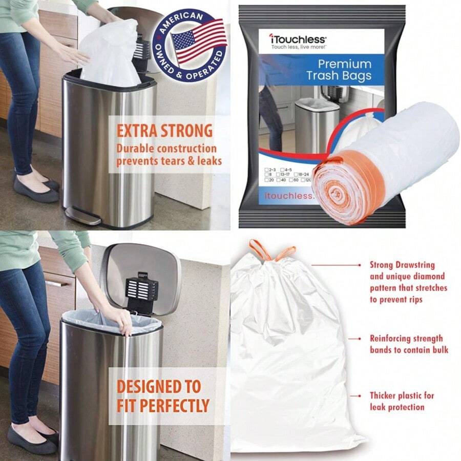iTouchless - s altas para latas 8 galones resistentes revestimientos para cubos cocina baño para reciclaje de basura en la oficina hogar 40 unidades transparente - Bolsa de basura - Ver 1