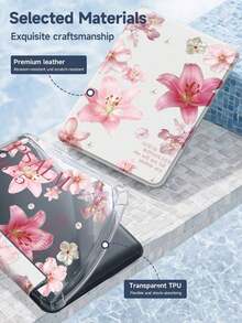 Pattern Of Lilies And Slogans Tablet Compatible With 11-Inch M3 2025 / M2 2024, 5th Generation 2022 , (A16) 11 Inch 11th Generation 2025,Compatible With Tab,Paperwhite 12th Gen 2024, Back ,Fashion Pattern Protective,Automatic Sleep And Wake-Up Function, Airbag, Suitable Gifts And Office Use - Tùy chọn màu sắc - Xem 9