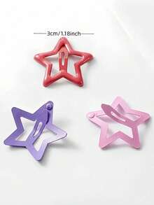10/100 Pcs/Set Y2K Colorful Oil Drip Five-Pointed Star Hair Clips, Rich In Colors To Meet Diverse Matching Needs, Adding Cuteness And Vibrancy To Hairstyles - Suitable For Girls And Ladies, For Daily School, Weekend Outings, Birthday Parties, Easily Enhancing Your Look And Creating A Sweet And Cute Image,Festival,Party, Claw Clips - Multicolor - View 2