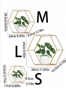 1件北欧ins风金属壁挂式六边形置物架，创意壁挂式收纳架，适用于客厅、卧室 - 金色 - 查看 4