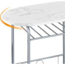 Modern 3 Piece Dining Table Chairs Set For Small Space Kitchen Breakfast Nook With Steel Legs Storage White Compact Dining Furniture - White - View 7