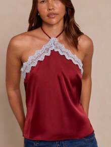 Women Tank Tops & Camis - 酒紅色 - 查看 9