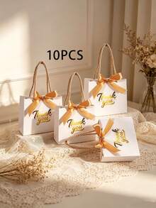 10pcs/Set Handled Thank You Gift Bags, 5.5 X 2.4 X 4.7 Inches, Gold Foil Thank You Small Paper Bags For Party, Gift, Christmas, Wedding, Birthday (Pink) - View 34