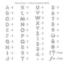 Silver - Sei 1.3cm Iron on Transfer Glitter Letters and Numbers Carefree Font Silver - pago - Ver 7