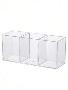 1pc Makeup Brush Holder, 3-Slot Mirror Makeup Brush Storage Box, Cute Pen Holder, Eyeliner Display Box, Home Essential Accessory - Multiple Styles - View 8