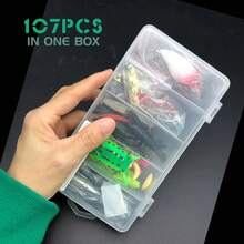 107-Piece Fishing Tackle Set, Including A Tackle Box, Featuring Hooks, Treble Hooks, Spinnerbaits, Lures, Spoons, Soft Baits, Sinkers, And Surface Lures; Suitable For Both Freshwater And Saltwater Fishing; Makes A Great Gift - 107 New Items - View 8