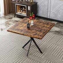 Square Dining Table, Mid-Century Modern Style Square Dining Table For 4-6 People, Coffee Table For Kitchen, Dining Room, Office, Space Saving. - Brown - View 2