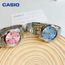 Casio 2pcs/Set Casual Women's Analog Watches, Blue & Pink Dial Stainless Steel Band, 50M Waterproof Date Function, Ideal For Daily Rotation & Different Outfits - one-size - View 3