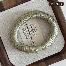 2 uds. De goma para el pelo de satén de Color sólido, Scrunchie de seda elástica a la moda para mujeres, bandas para niñas, lazo para el pelo de seda negro blanco - A4 - Ver 14