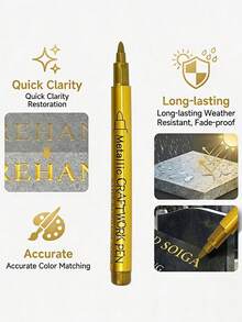 Gravestone Marker Pen | For Restoring Gravestones And Granite, Marble. Used For Faded Text On Stone Surfaces, Weather-Resistant, Quick-Drying Oil-Based Fine Tip, Suitable For Cemetery Maintenance And Marble/Tile Color Restoration, Specially Designed For Gravestone Care And Epitaph Restoration - Multicolor - View 10