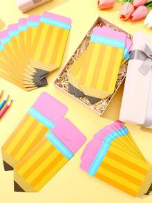 12/6pcs/1pc - Pencil Shaped Gift Card Holder, Teacher Appreciation Gift Card Box, Teacher Thank You Card Box, Thank You Teacher, Pencil Gift Card Holder, Pencil Gift Coffee Money Pouch, Teacher Appreciation Greeting Card, Bulk Money Pouch, Year-End Gift, Graduation Party, First Day Of School Back To School Gift - Multicolor - View 2