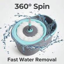 360° Spin Mop AndBucket With Wringer Set, Hands-Free Self-WringingFloor Cleaning System With 2 MicrofiberReplacement Heads, Adjustable 61" Handle ForHome Kitchen Bathroom Tile Hardwood - A - 查看 3