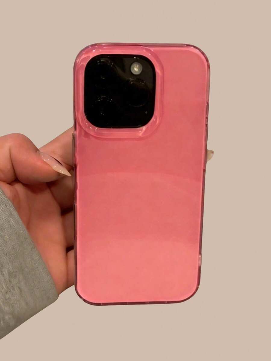 1件可愛極簡純色防震手機殼,適用於 iPhone 17/16/15 Pro Max/13/14/12 Pro Plus/11,時尚糖果色保護套 - 玫紅色 - 查看 1
