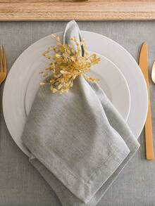 1/2/6/12pcs Napkin Cloth Placemats, Rolled Edge, Solid Color, American Country Style, For Wedding, Party, Holiday, Linen Napkins - Grey - View 3