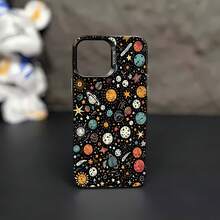 Fondo de dibujos animados de planetas y estrellas de colores. Esta funda para teléfono es compatible con Samsung, Apple, VIVO, OPPO, , Transsion, ,  y Honor. Fabricada en silicona TPU, ofrece protección contra golpes y caídas. - Negro - Ver 2