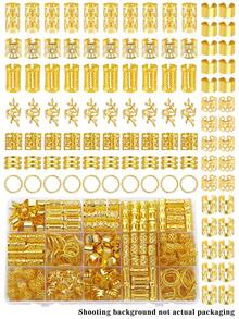 100件合金髮夾髮環髮珠 編髮裝飾 可調節金屬髮珠 髮飾配件 - 金色 - 查看 1