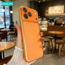Ốp lưng điện thoại Koolife màu cam mờ trong suốt, chất liệu TPU mềm chống sốc, bảo vệ toàn diện camera, tương thích với iPhone 17/17 Pro/17 Pro Max/16/15/14/13/12/11 - trái cam - Xem 2