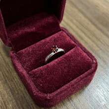 Stainless Steel Silver Solitaire Ring 5mm Graduation, Debutante - Red - View 3
