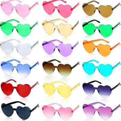 12 pièces Lunettes de fête amusantes en forme de cœur, lunettes à la mode en forme de cœur, lunettes de photographie mignonnes et intéressantes, lunettes décoratives amusantes sans monture de couleurs vives en forme de cœur, convenant pour les fêtes à thème, les mariages, les anniversaires, les cadeaux pour les invités, les festivals de musique, les bals masqués, les fêtes de vacances, couleurs aléatoires