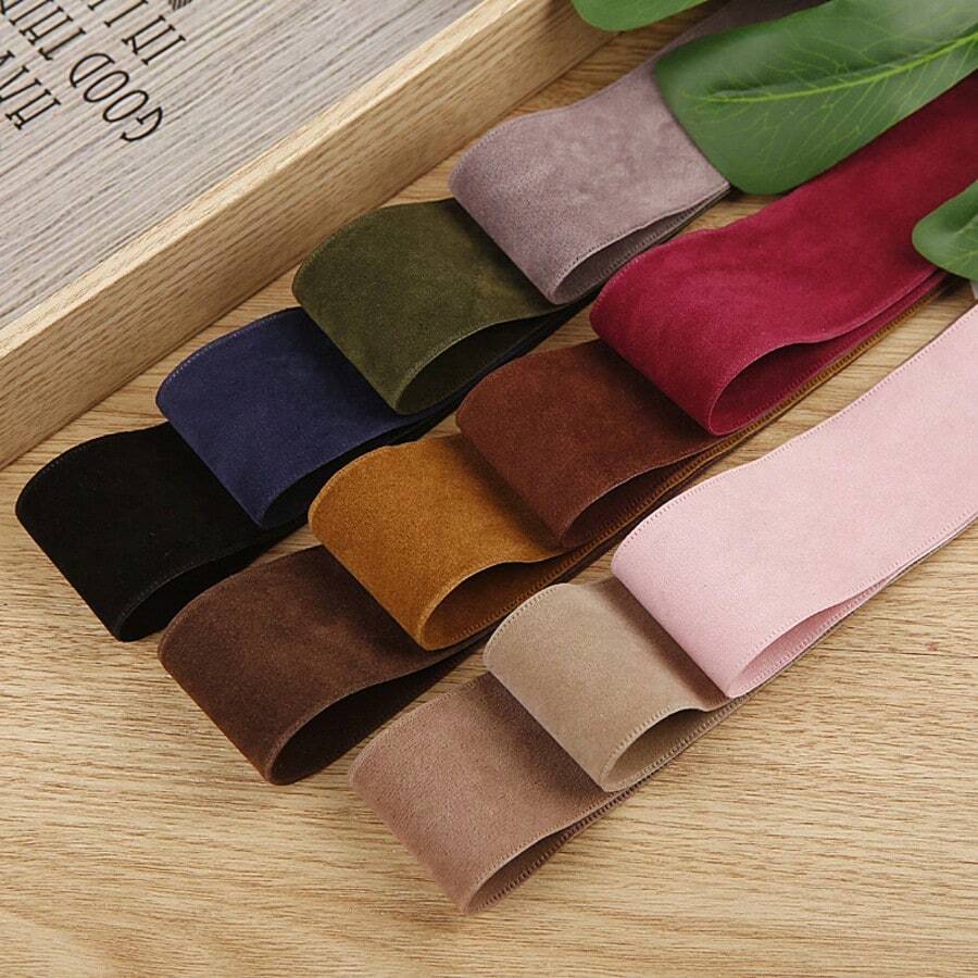 1 cuộn ruy băng ren nhung trang trí 25mm*10m, thích hợp dùng làm nơ cài tóc, trang trí Giáng sinh, gói quà, đồ trang sức tự làm. - Dây da lộn - Xem 1