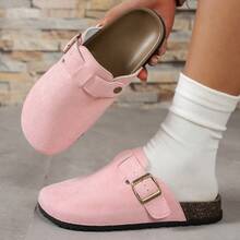 Adjustable Buckle Cherry Blossom Pink Mule Slippers - Pink - View 1