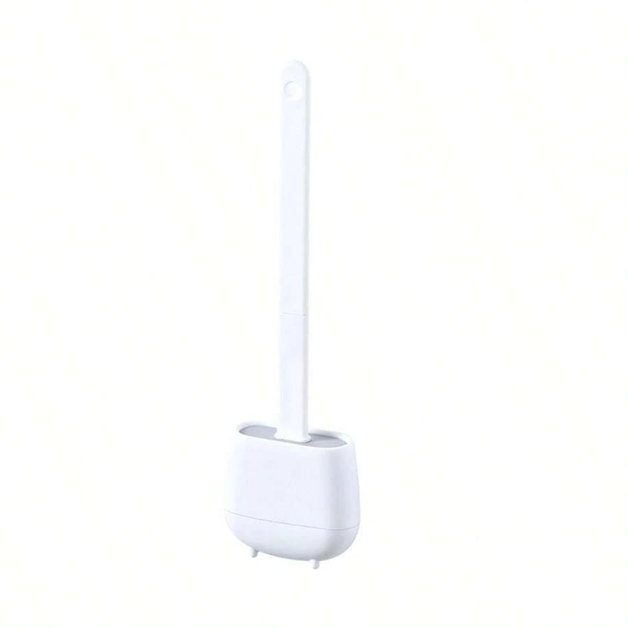 Juego de cepillo de baño sencillo para el hogar, cepillo de baño de plástico montado en la pared con mango largo para una limpieza a fondo - Blanco perla - Ver 1