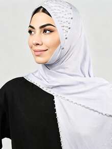Women's Solid Color Simple Versatile Muslim Jersey Instant Hijab, Pullover Hijab For Quick And Easy Wear, Breathable Elastic Beaded Sweatshirt Fabric Muslim Headscarf, New Spring/Summer Style - Multicolor - View 8