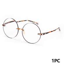 1pc Frameless Round Reading Glasses, Leopard Print Design On Temples, With High-Quality Metal Hinges, Suitable For Women's Daily Wear - White - View 15