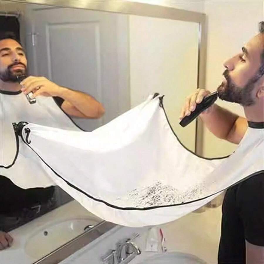 Tạp dề cạo râu có giác hút dành cho thợ cắt tóc, tạp dề cạo râu bằng vải taffeta dành cho người lớn. - trắng - Xem 1