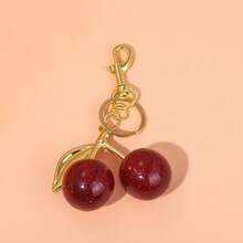 Glitter Cherry Bag Charm With Key Ring And Clip, Cherry Keychain Accessory Purse Charm For Women - Red - View 10