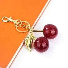 Glitter Cherry Bag Charm With Key Ring And Clip, Cherry Keychain Accessory Purse Charm For Women - Red - View 9