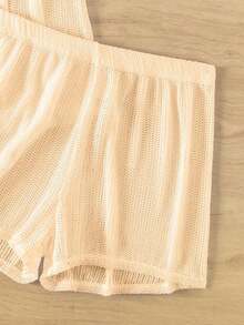 Swim Basics Set cover up unicolor con botón delantero - Albaricoque - Ver 3